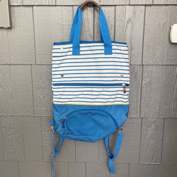 New love Taza 2-in-1 backpack tote striped beach bag - Picture 7 of 7
